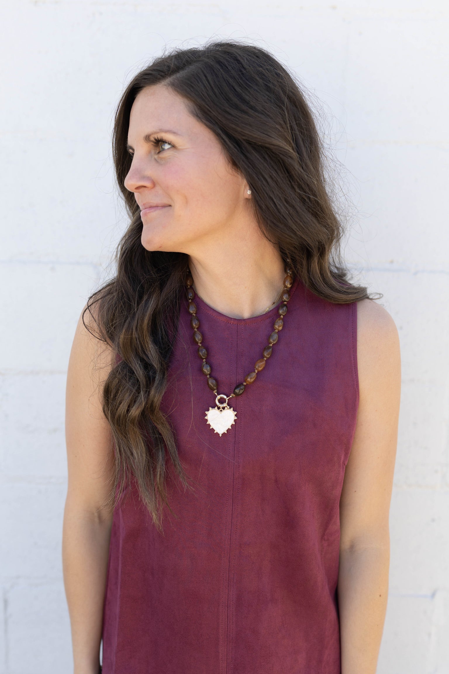 Chocolate Heart Beaded Necklace