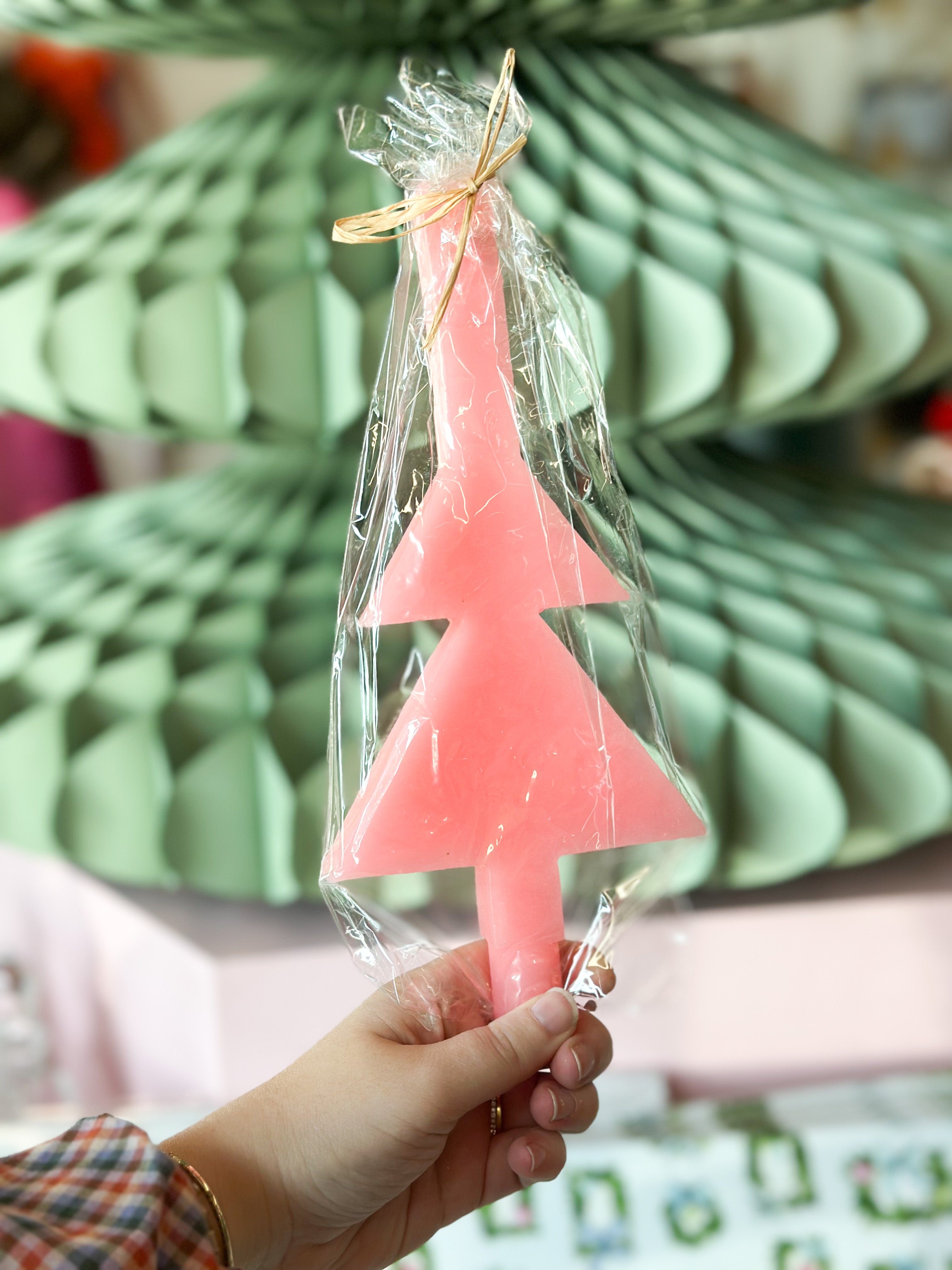 Pink Tree Taper Candle