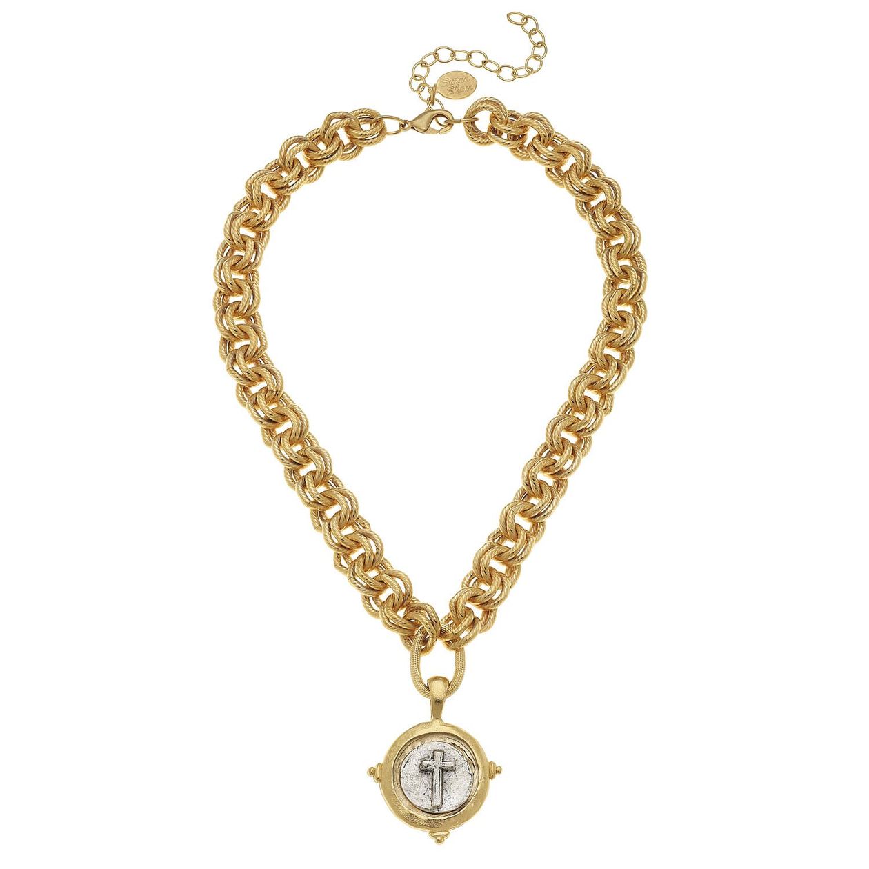 Italian Intaglio Cross Necklace