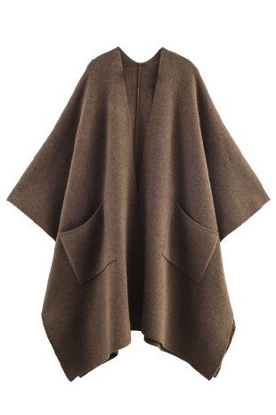 Taupe Long Knit Taupe Cape