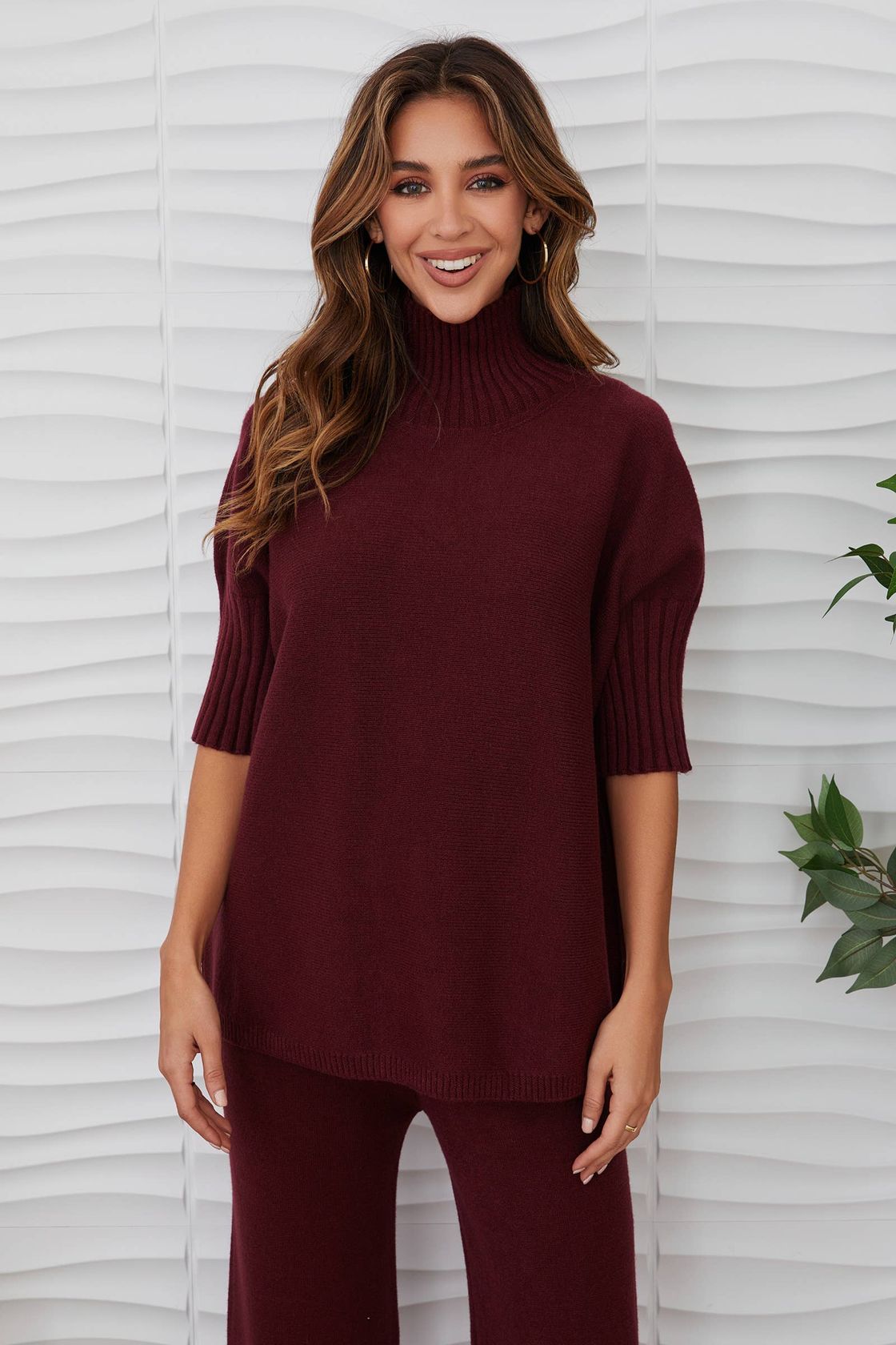 Wine Ribbed Sweater