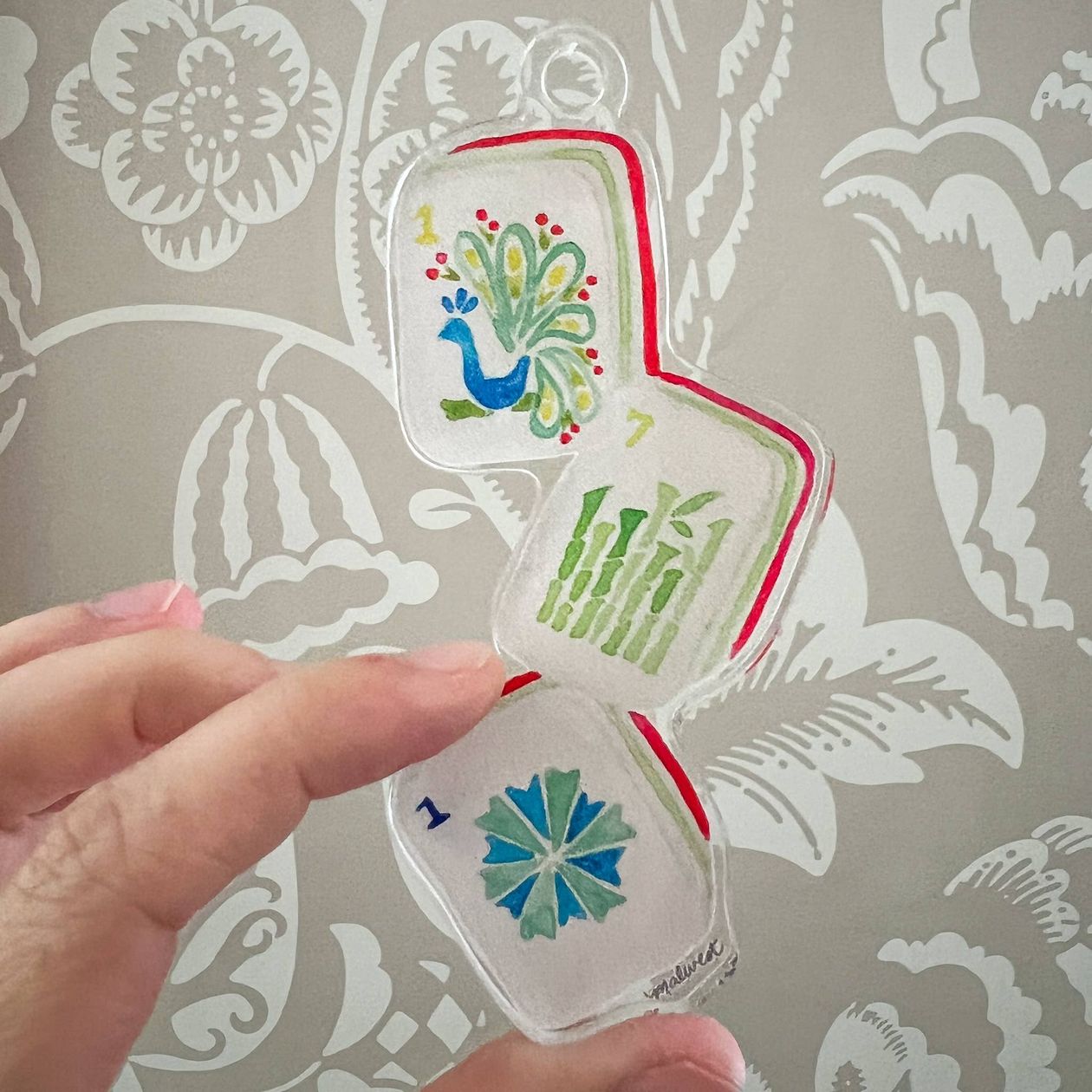 Mahjong Watercolor Acrylic Ornament