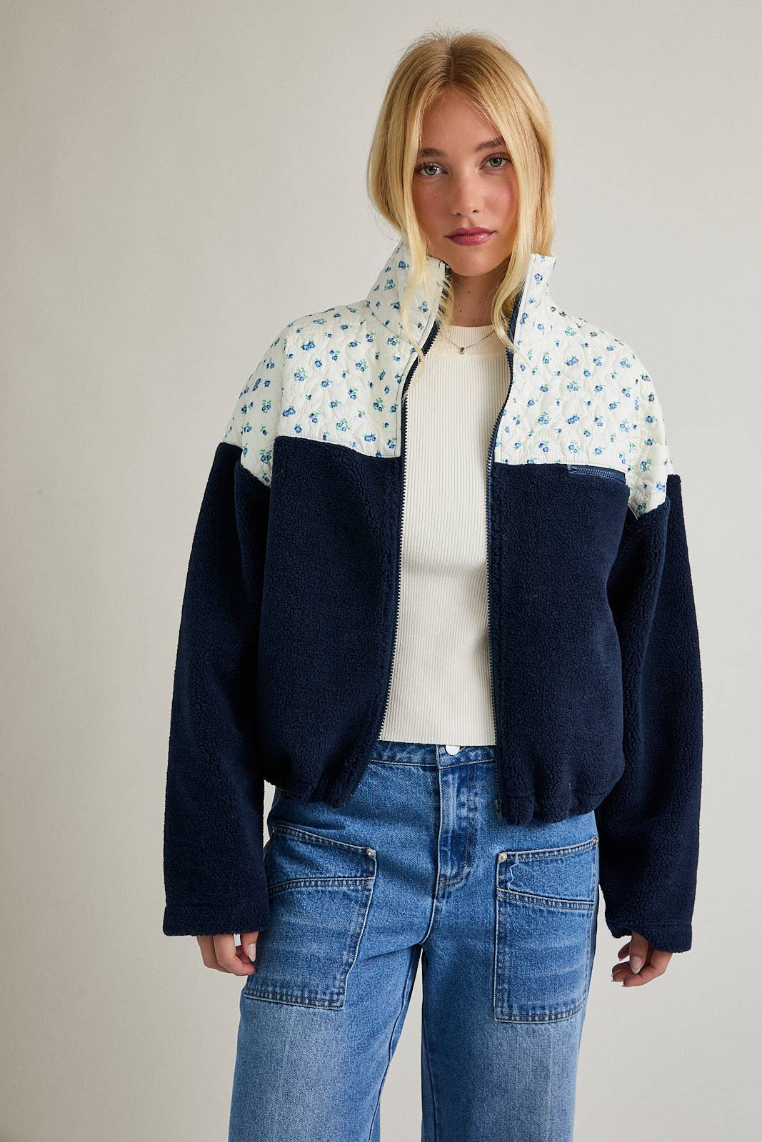 Flower Print Detail Fleece