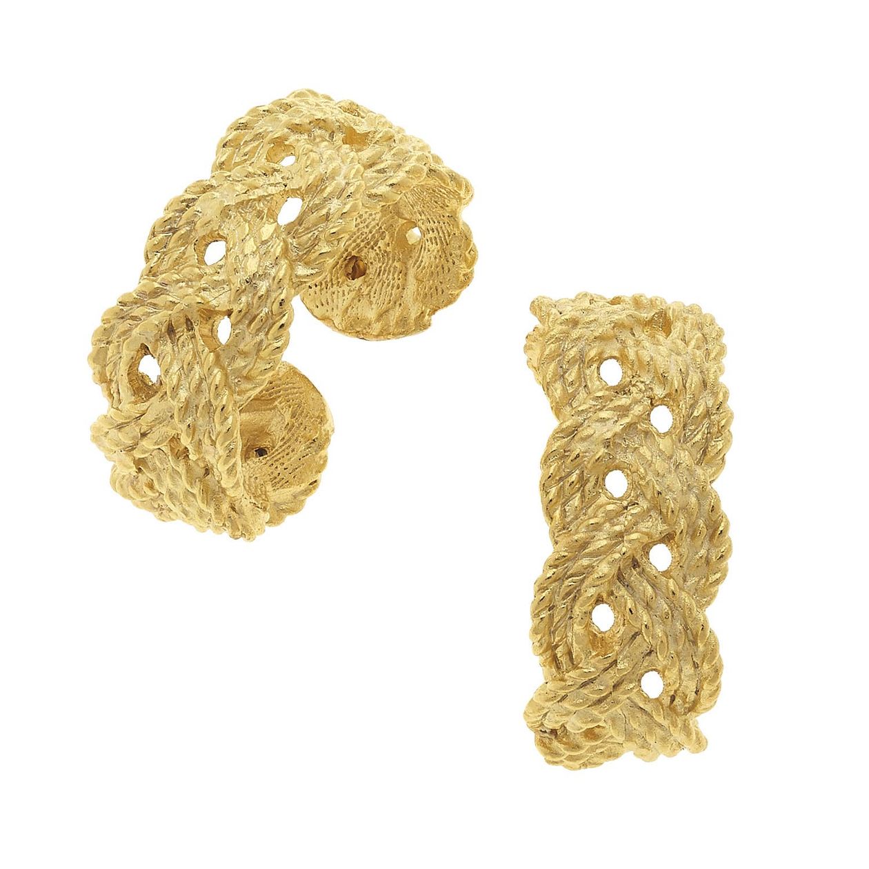 Gold Braided Hoop Earrings