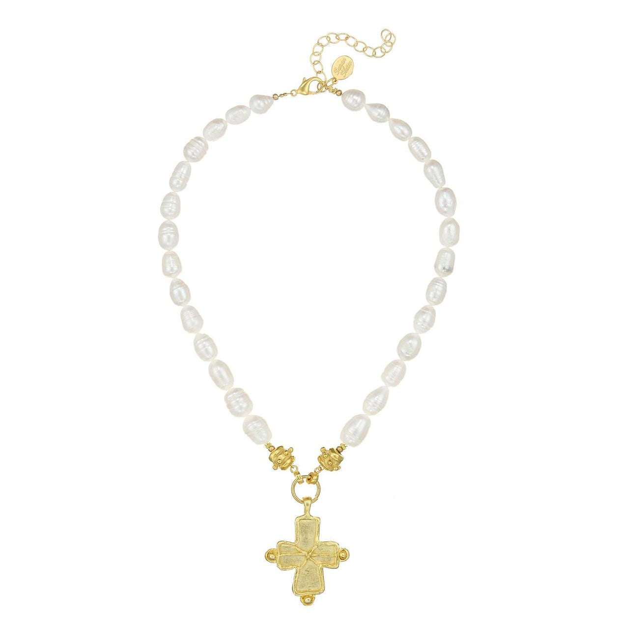 Gold Cross Pearl Necklace