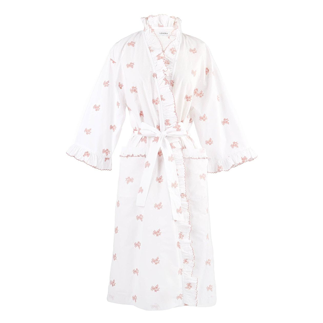 Nancy Cotton Ruffle Embroidered Robe