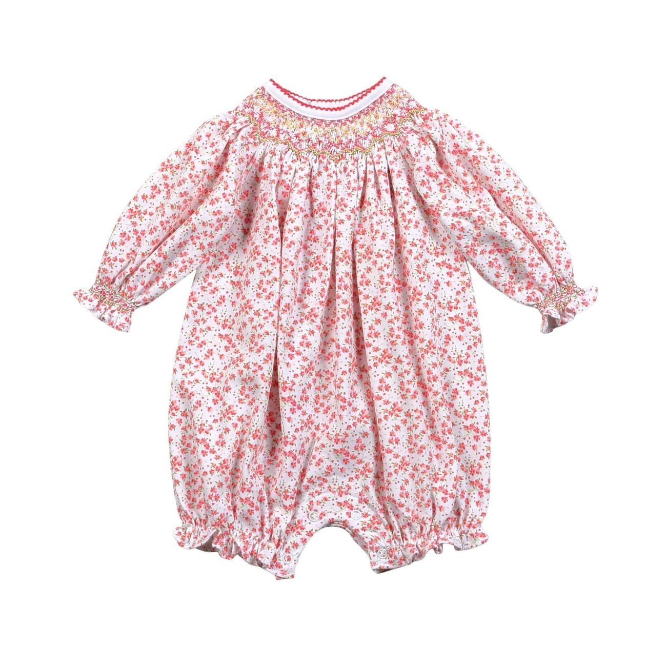 Floral Pima Smocked Bishop Bubble