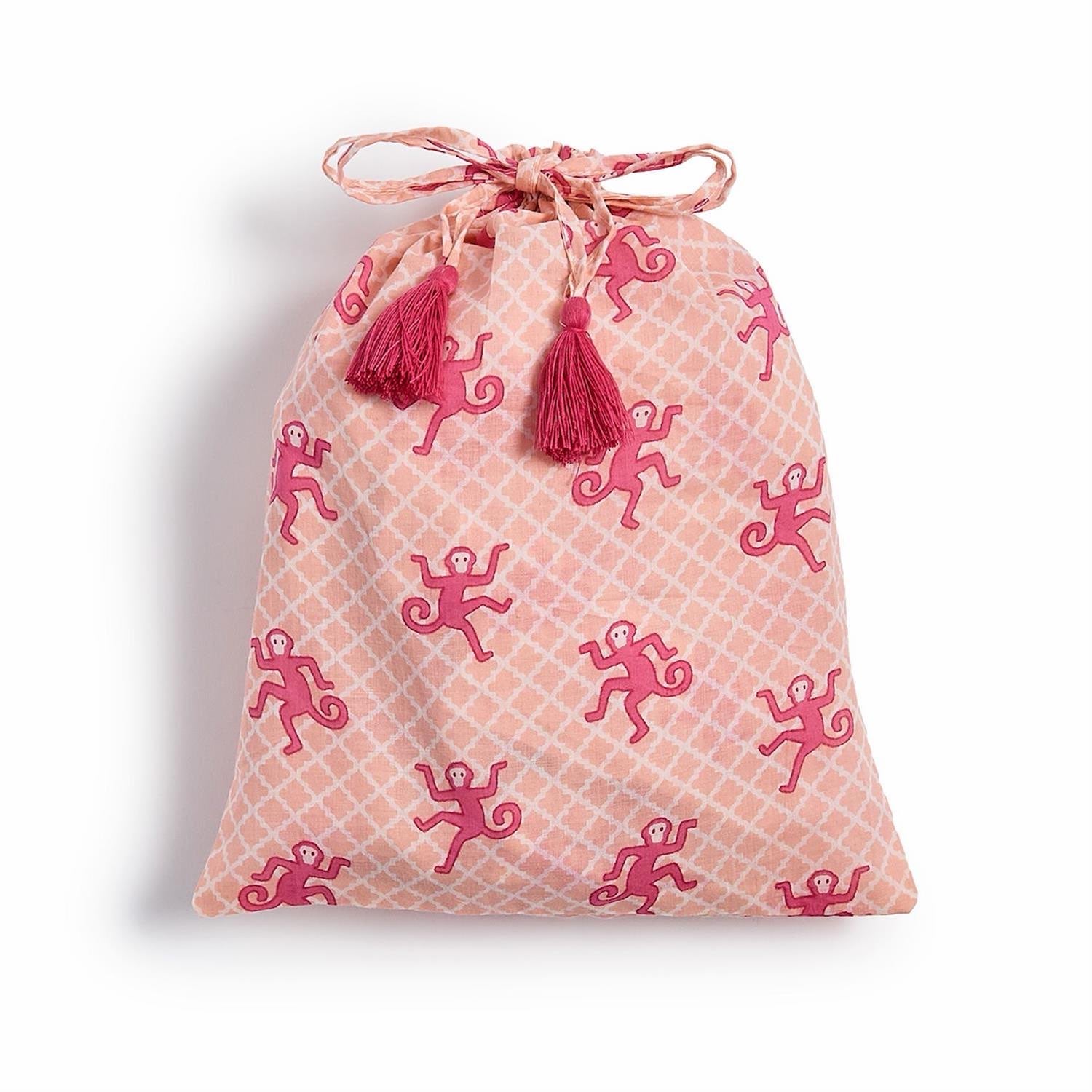 Pink Happy Monkey Cotton Pajama Set