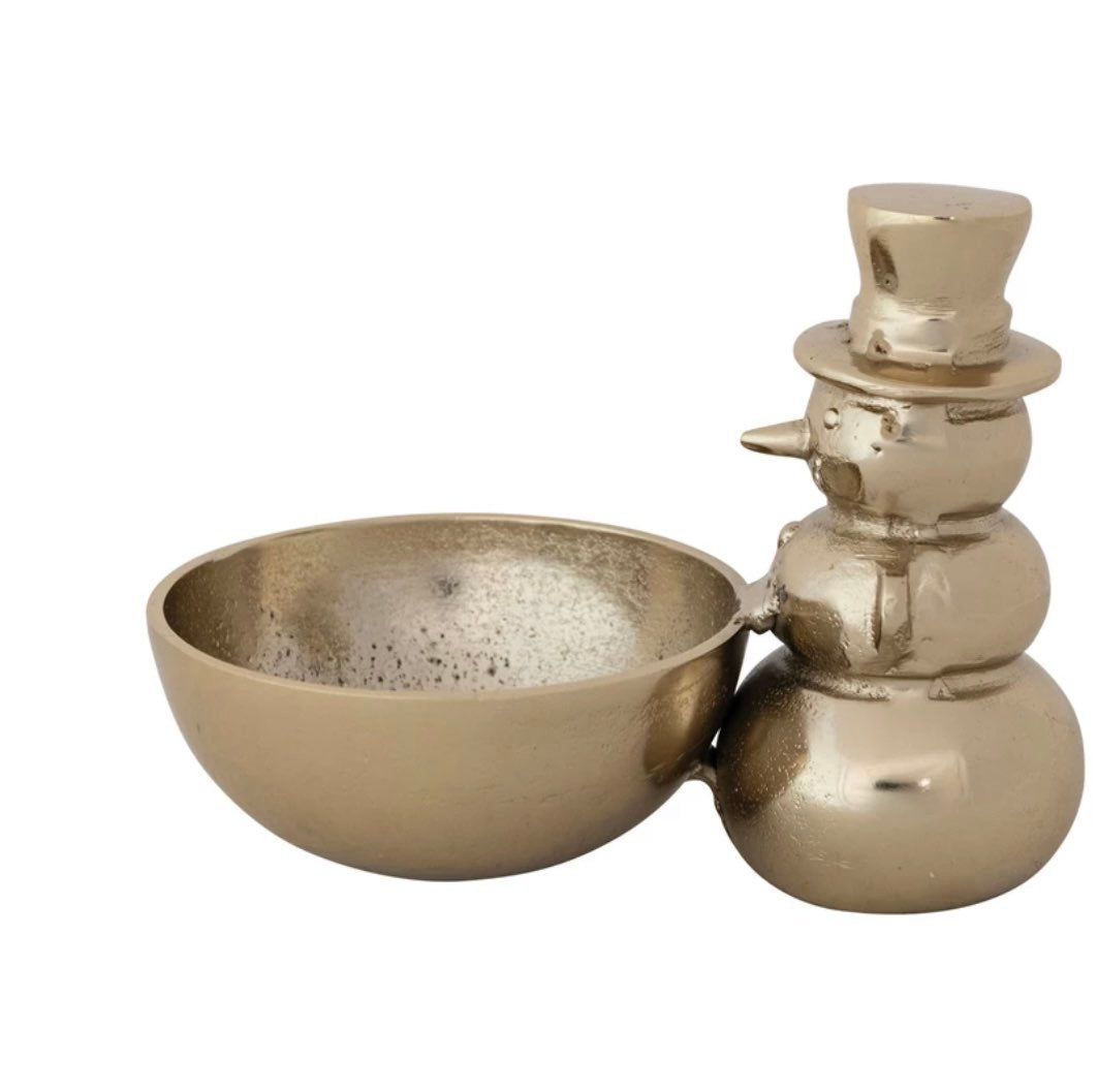 Gold Snowman Holding Bowl