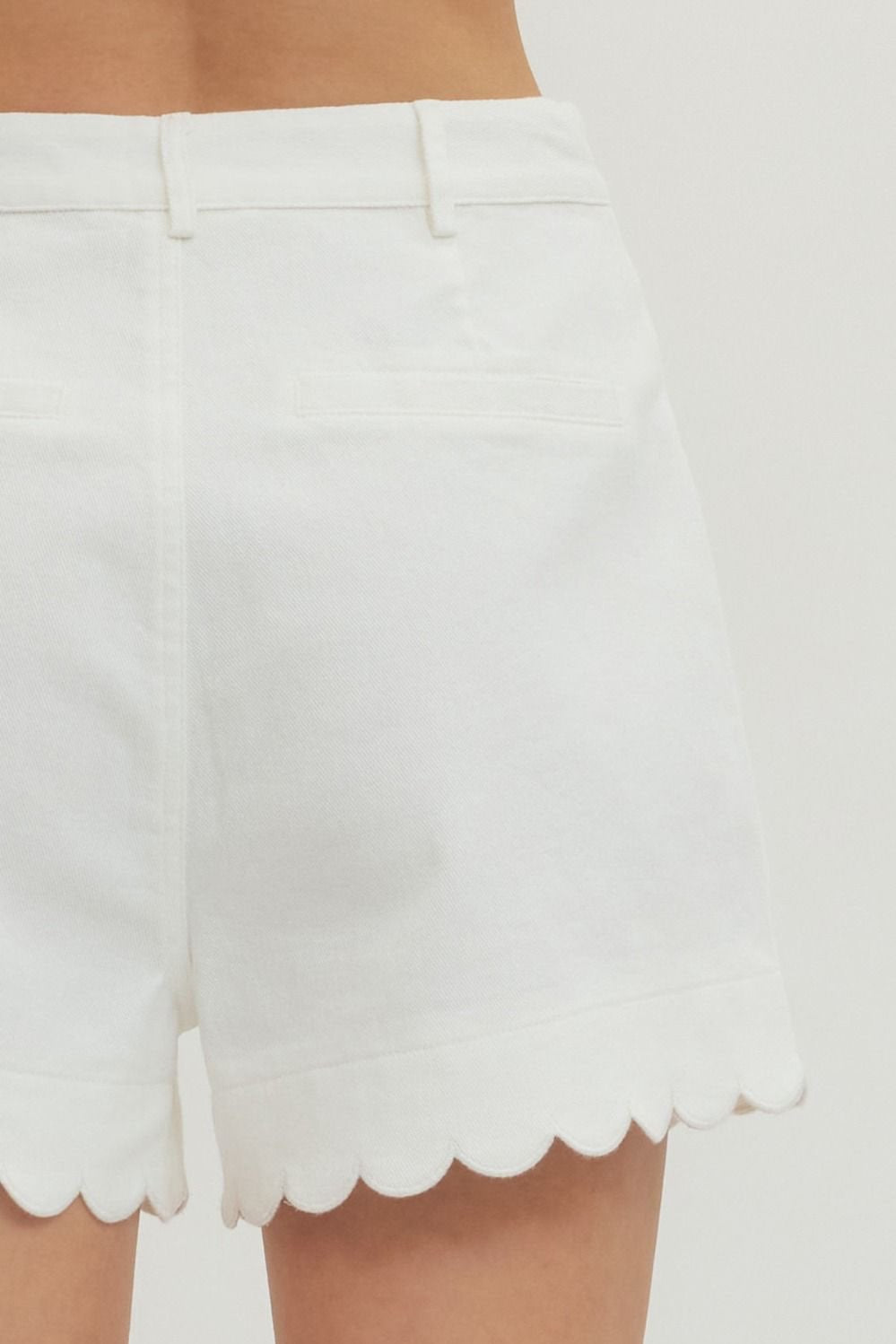 White Scallop Shorts