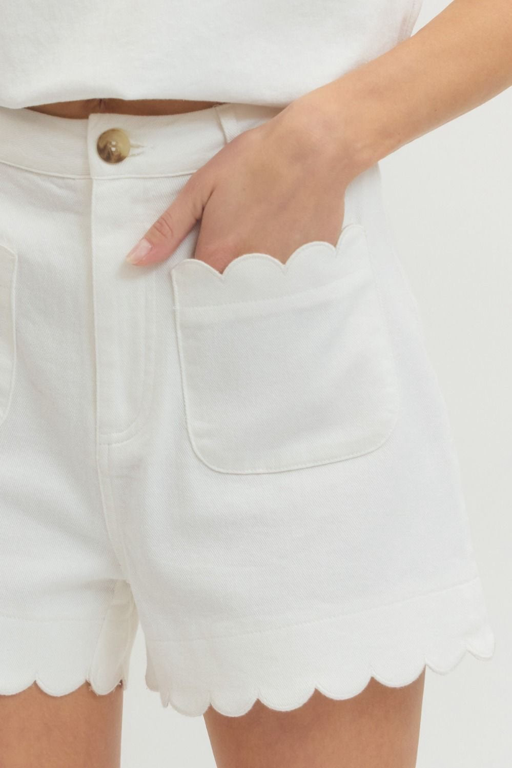 White Scallop Shorts