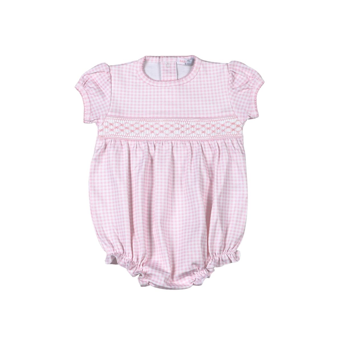 Pink Gingham Pima Smocked Bubble