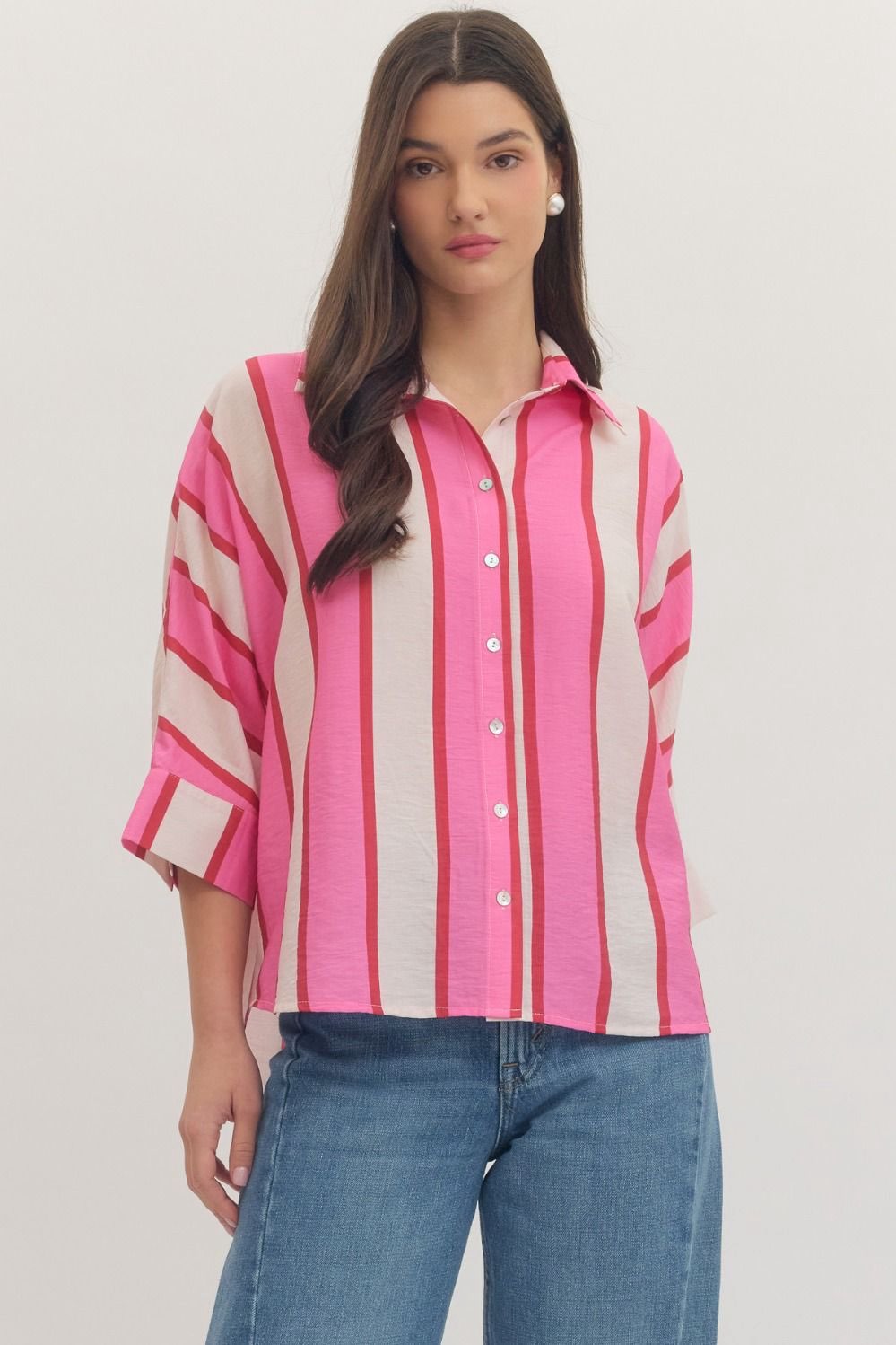 Isla Pink Stripe Blouse