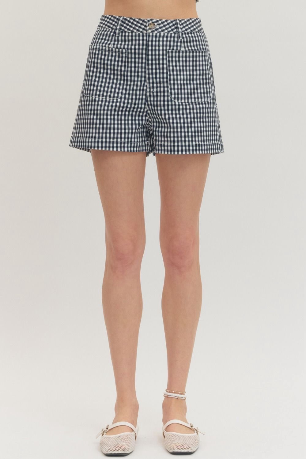Navy Gingham Shorts