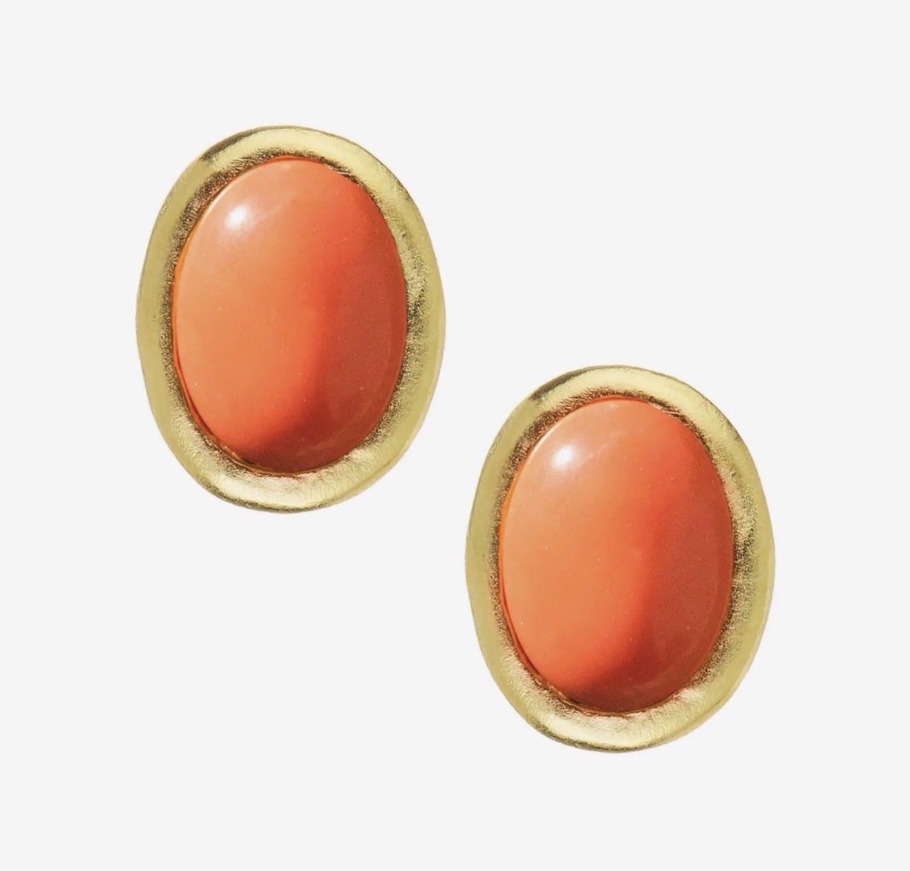 Coral Cabochon Studs