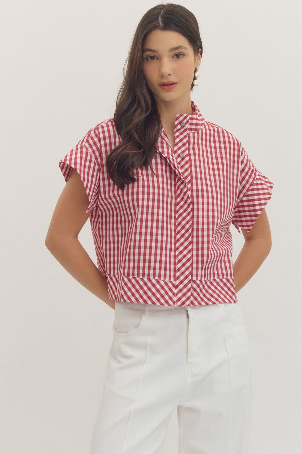 Ruby Red Gingham Top