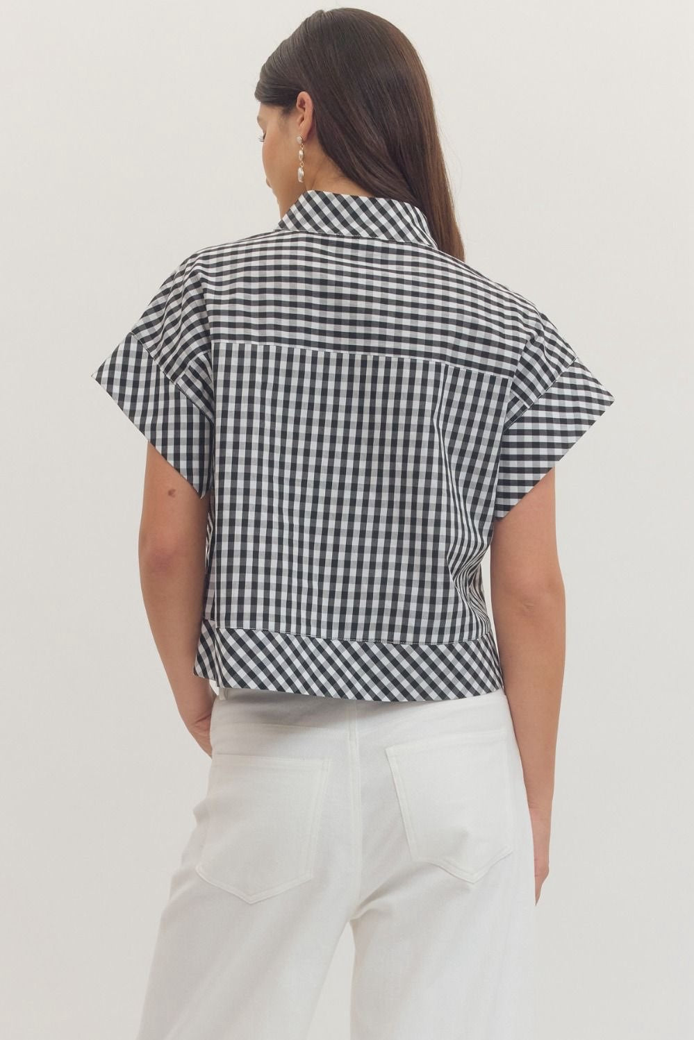 Naomi Navy Gingham Top