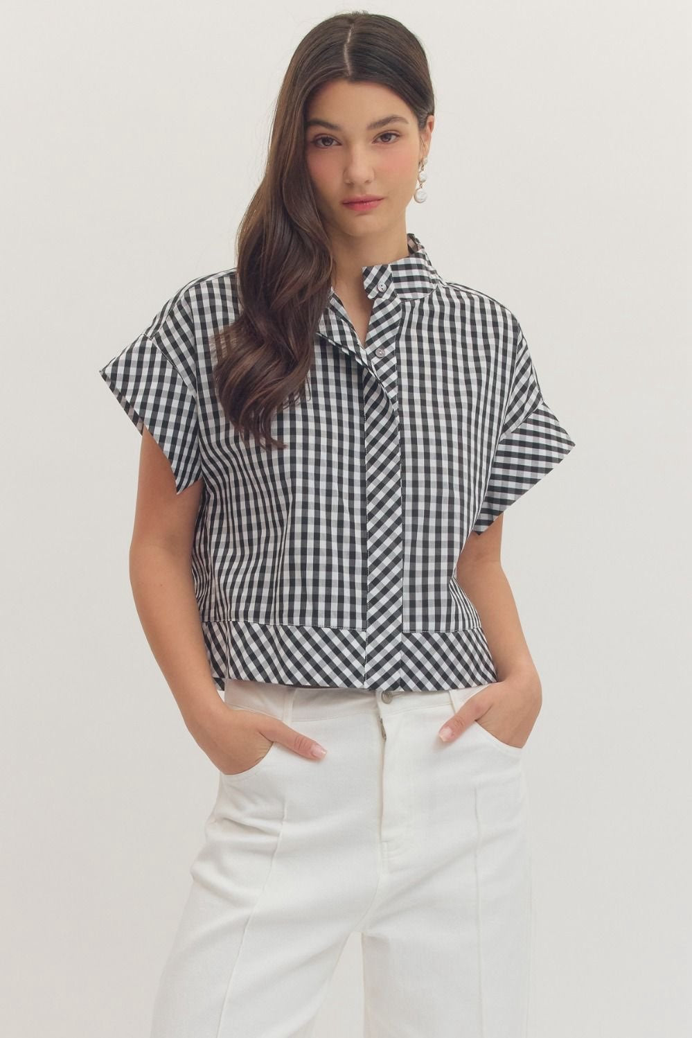 Naomi Navy Gingham Top