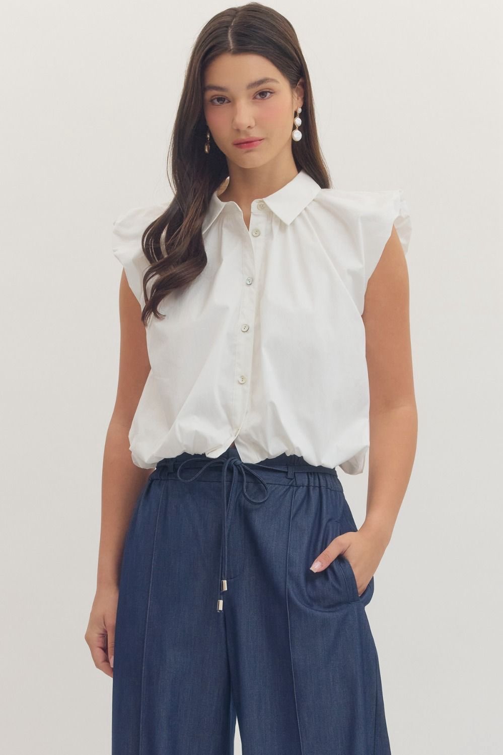 Whitney White Bubble Button Down