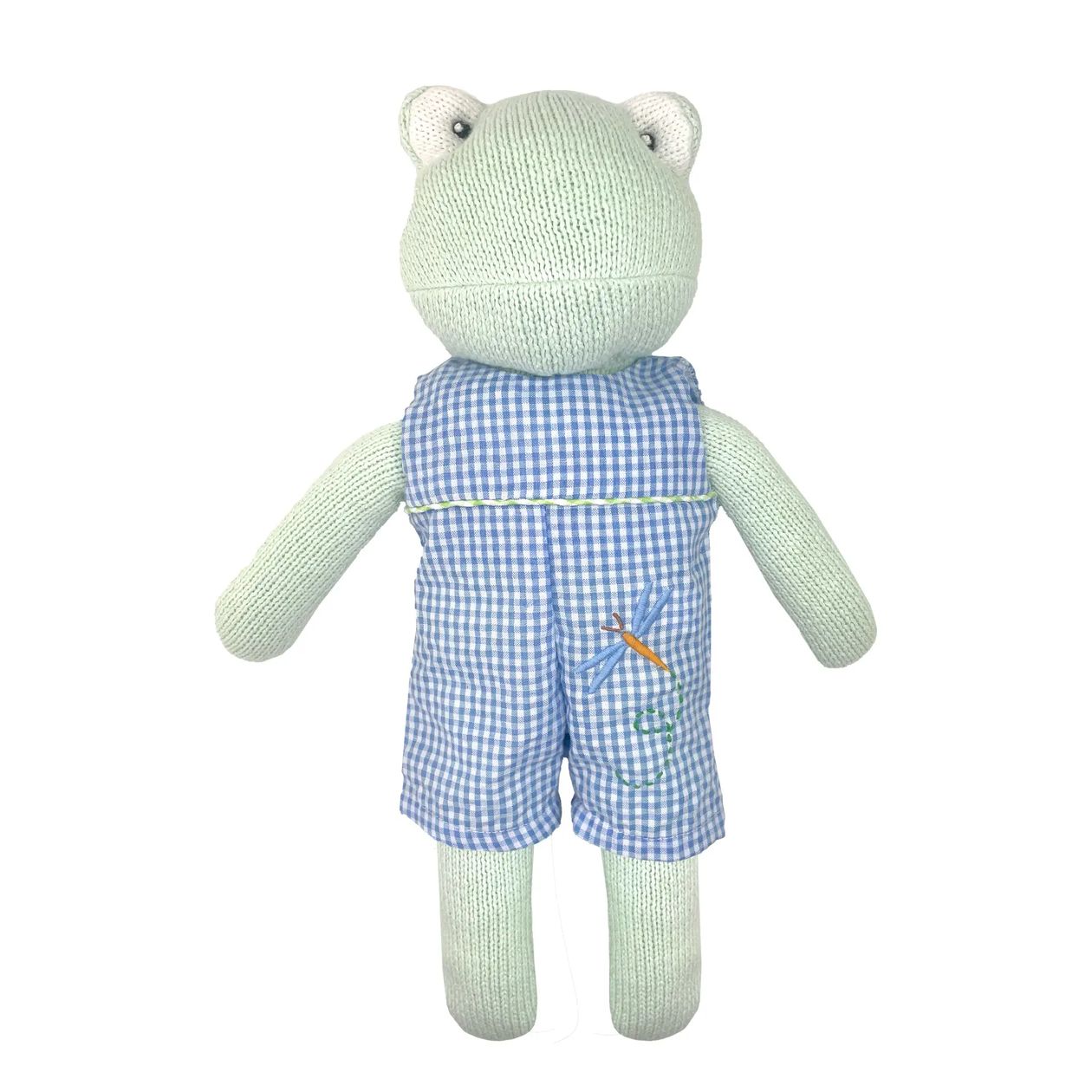 Frog Doll With Blue Check Dragonfly Romper