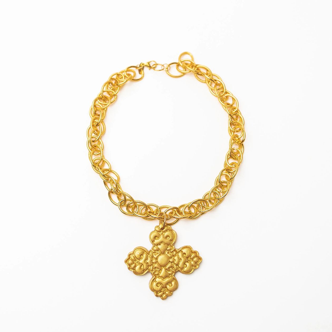 18" Double Gold Chain with Andrea Cross