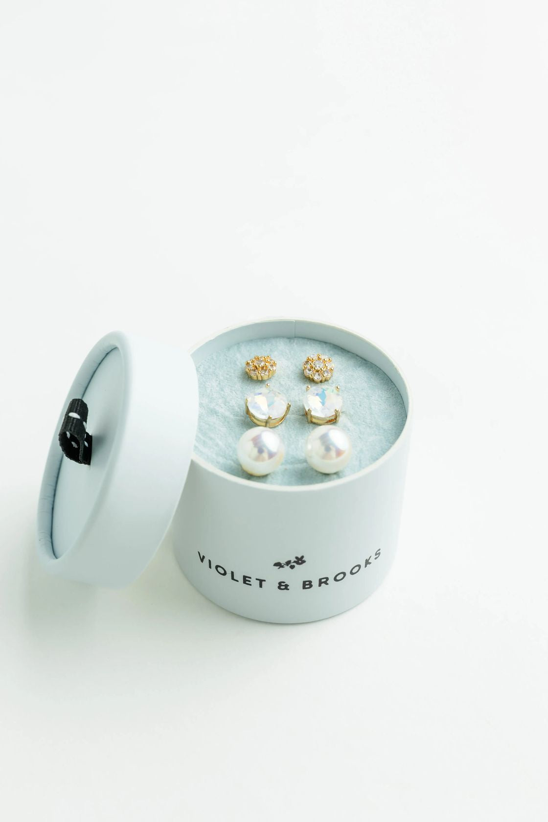 Pearly White Crystal Boxed Earring Sets