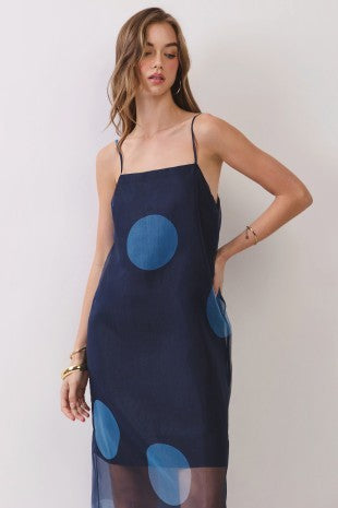 Navy Polka Dot Maxi Dress