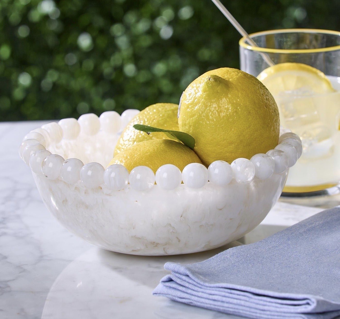 White Beaded Rim Bowl