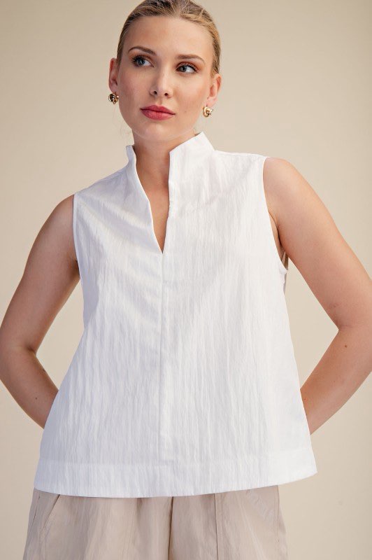 Stand Collar Sleeveless Top