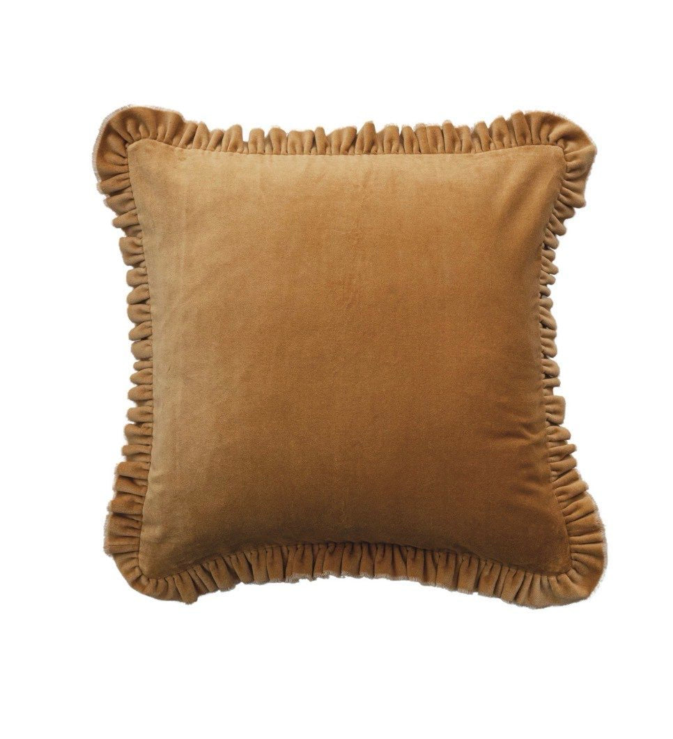20” Velvet Ruffled Pillow