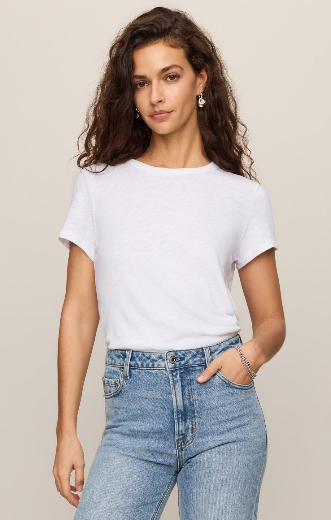 White Junie Slub Tee Shirt