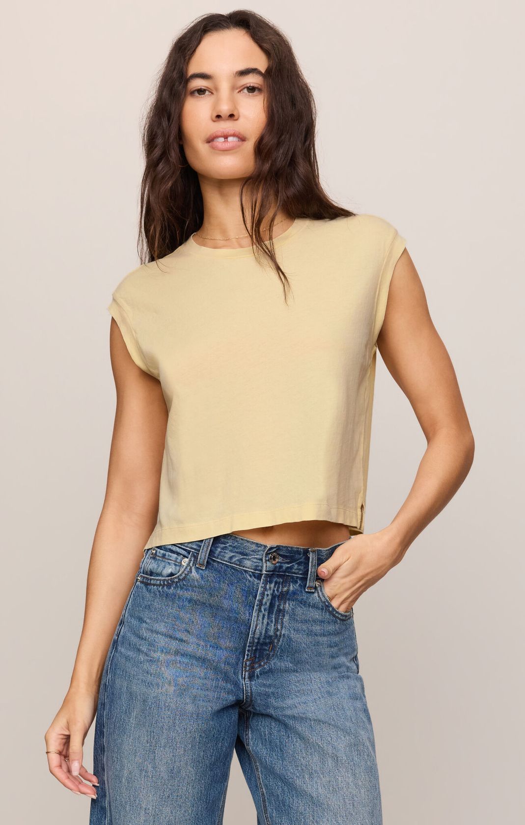 Lemon Chiffon Flex Sleeveless Tee