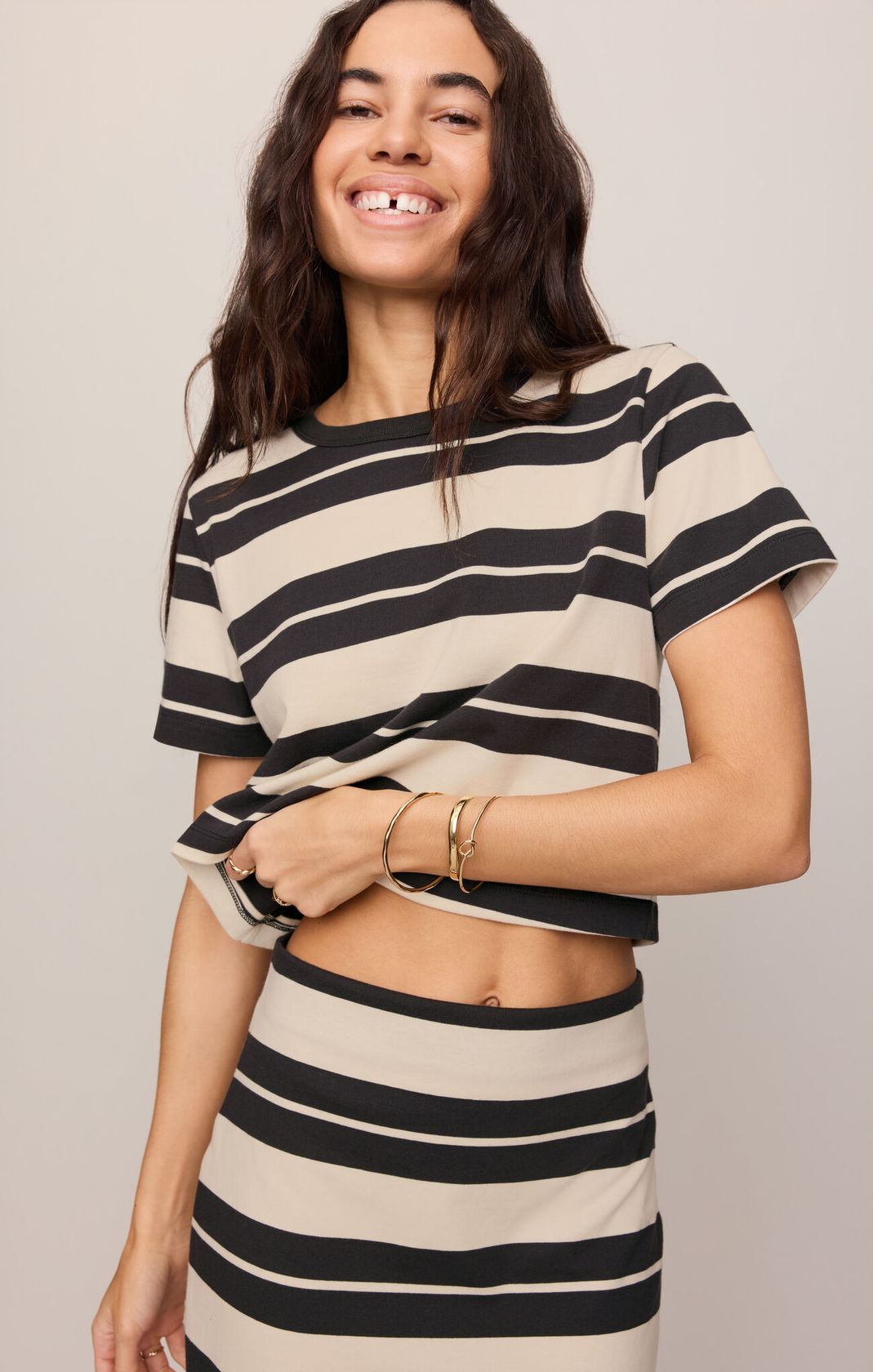 Ash Black Stellan Striped Tee