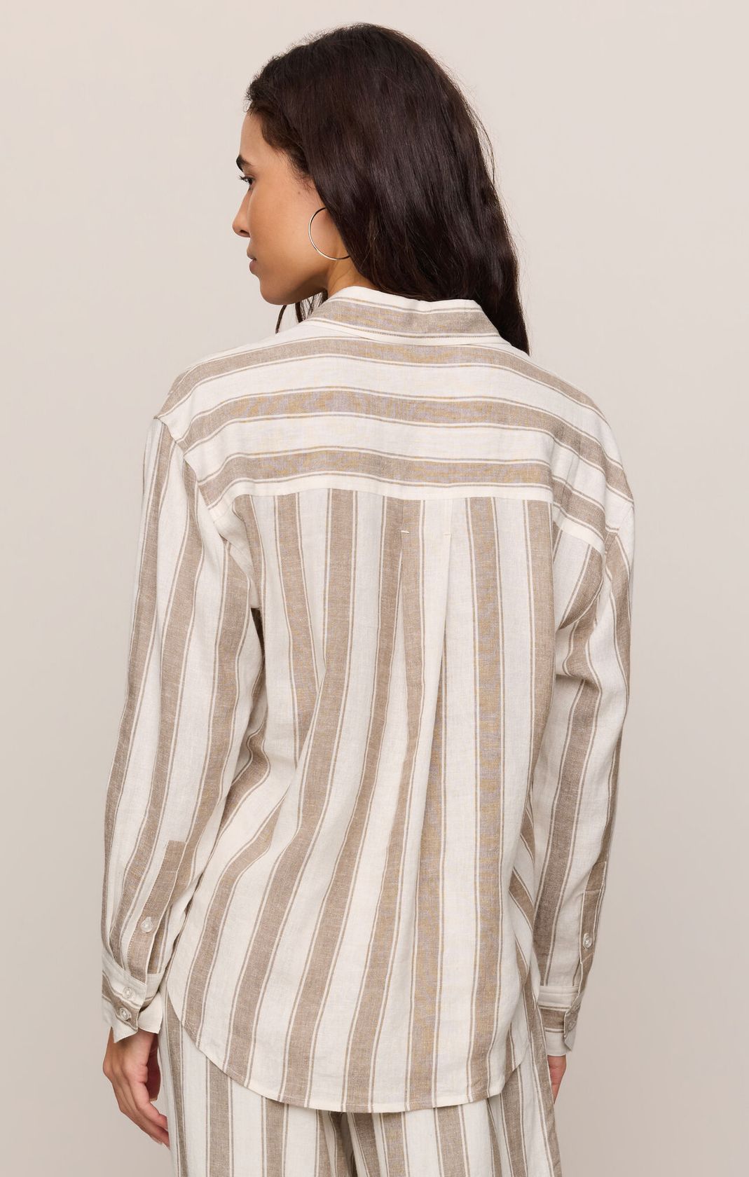 Light Toffee Striped Button Up