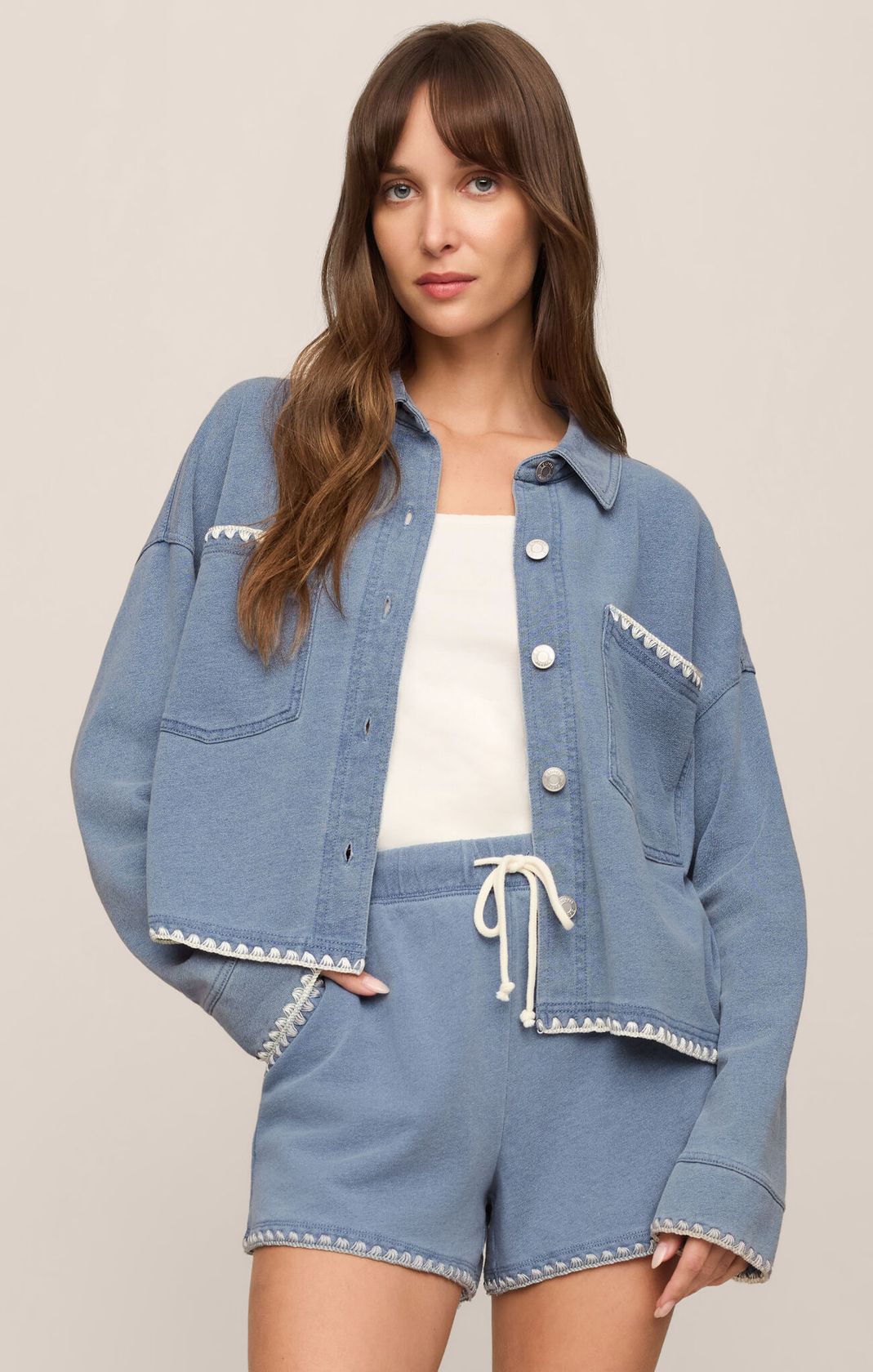 Santorini All Day Crop Whipstitch Jacket