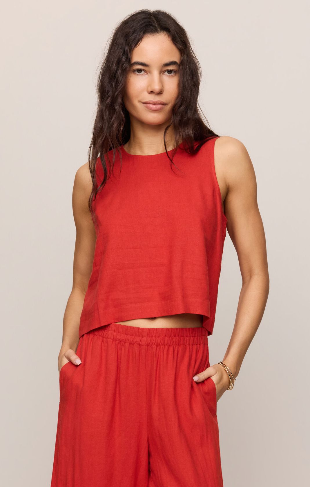 Chili Pepper Sloane Linen Top