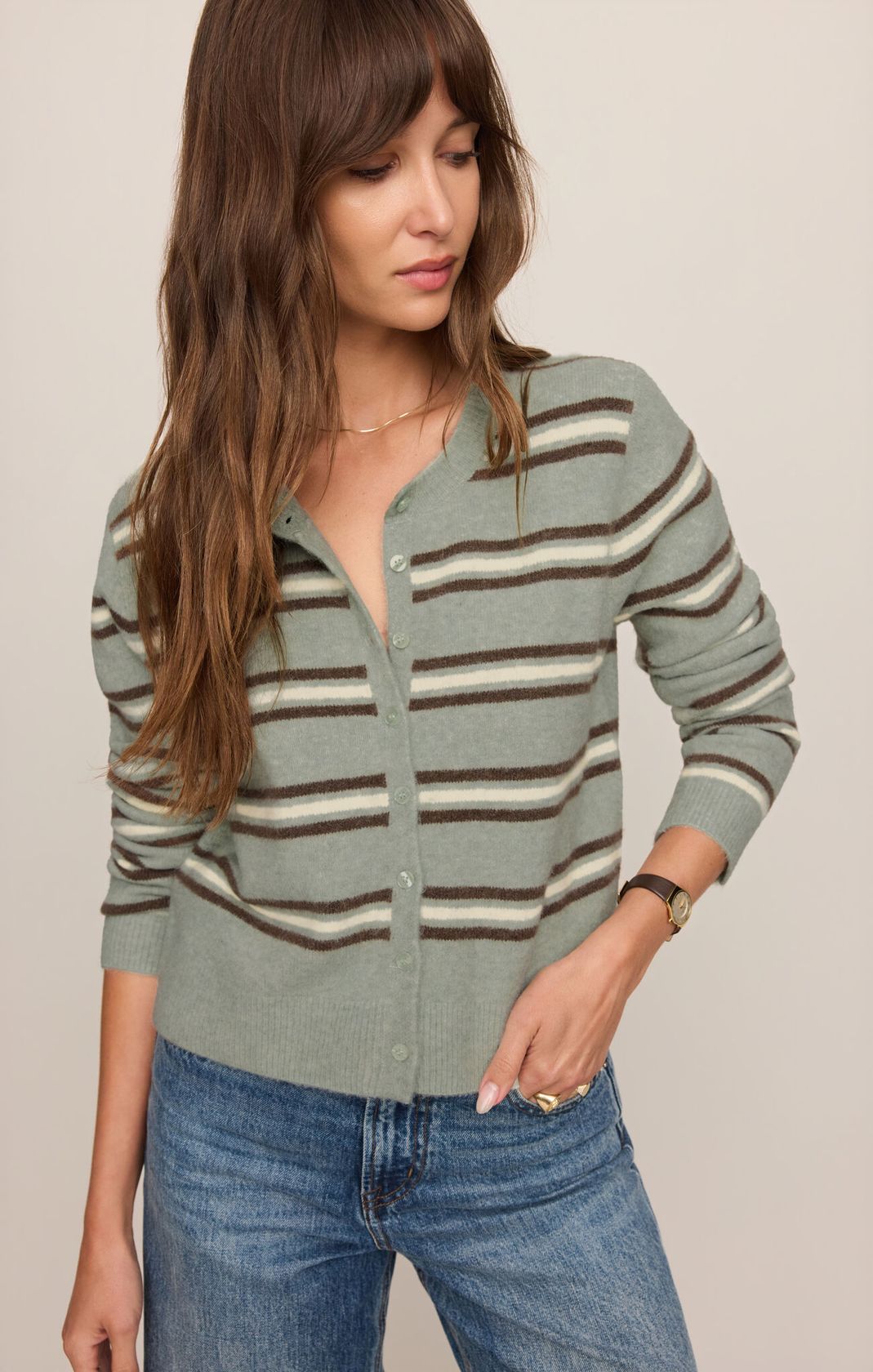 Aqua Cloud Medina Stripe Cardigan