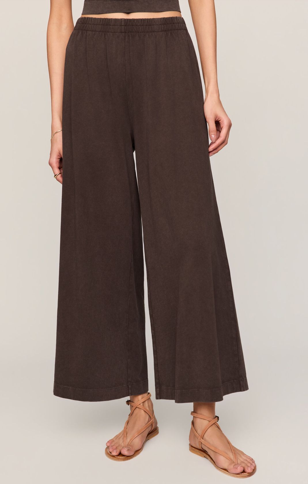 Dark Chocolate Scout Jersey Crop Flare Pant