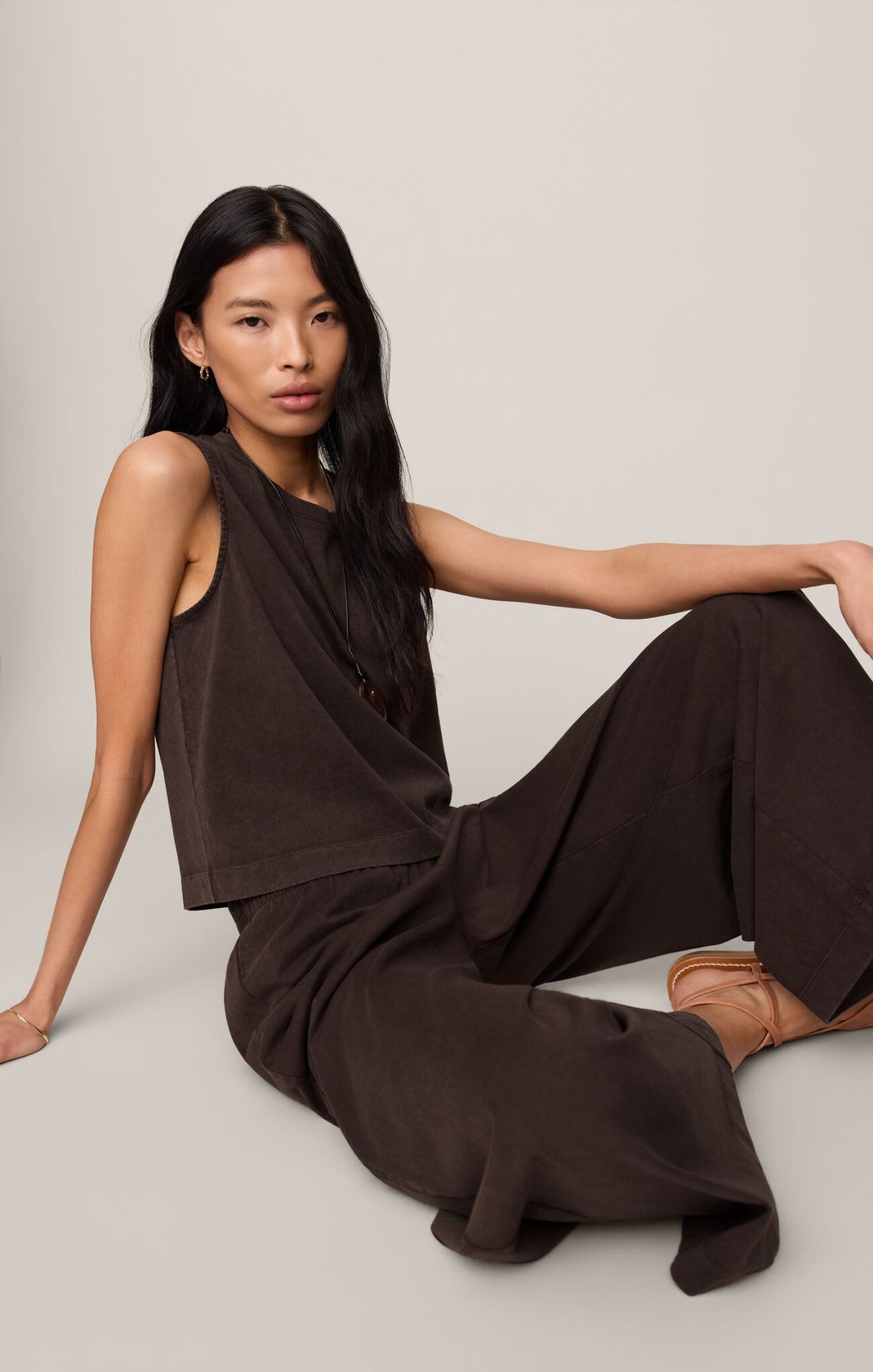 Dark Chocolate Scout Jersey Crop Flare Pant