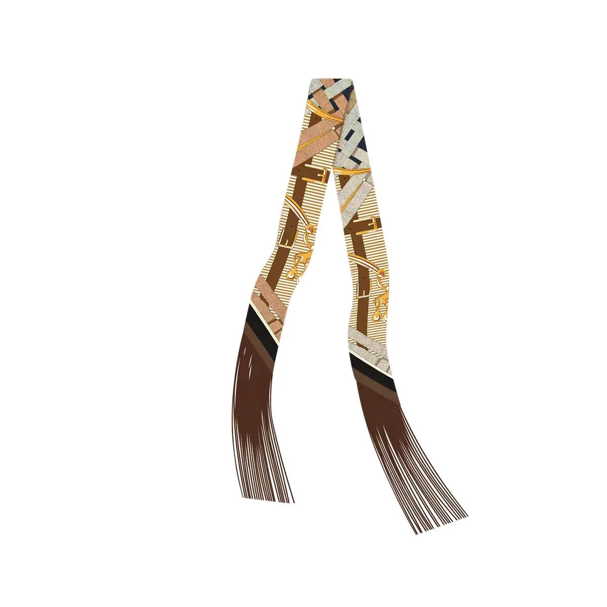 Brown Fringe Frilly Scarf