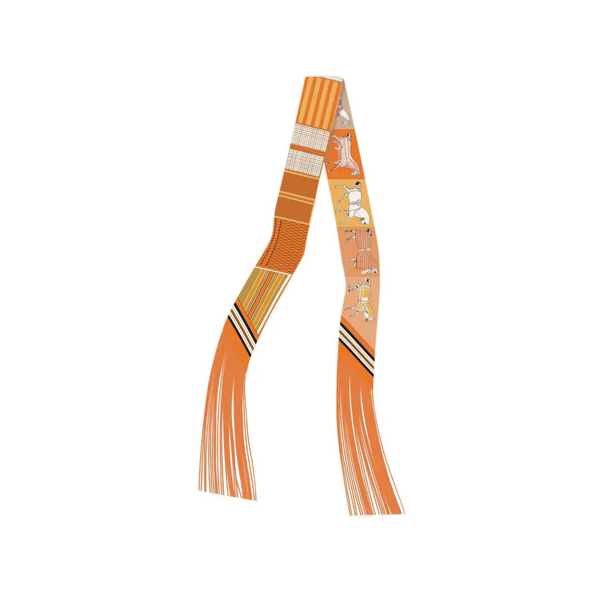 Orange Fringe Frilly Scarf