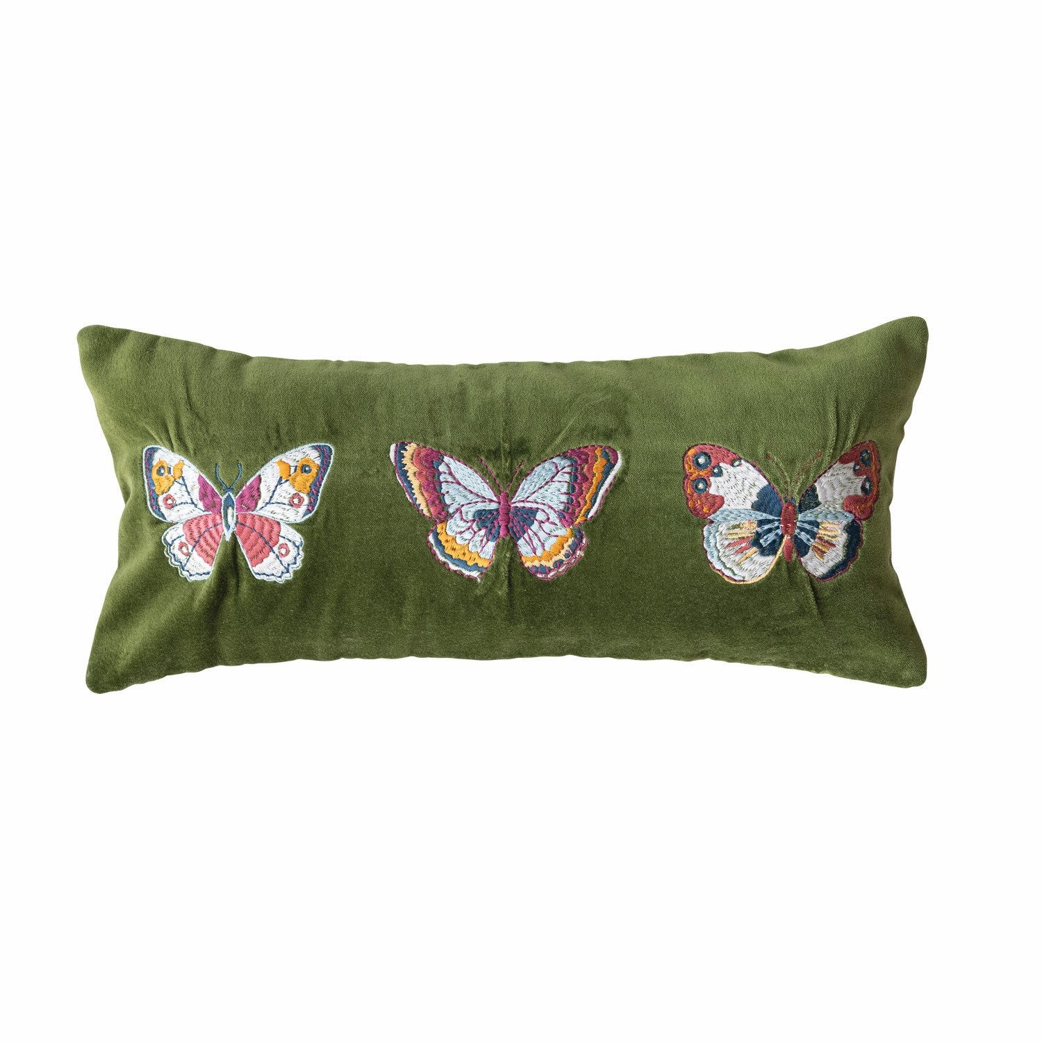Velvet Butterfly Embroidered Pillow