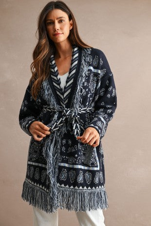 Boston Bandana Long Cardigan