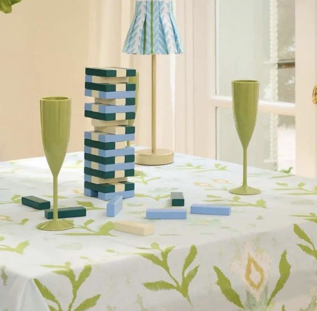 Frond French Blue Box Pleat Shade
