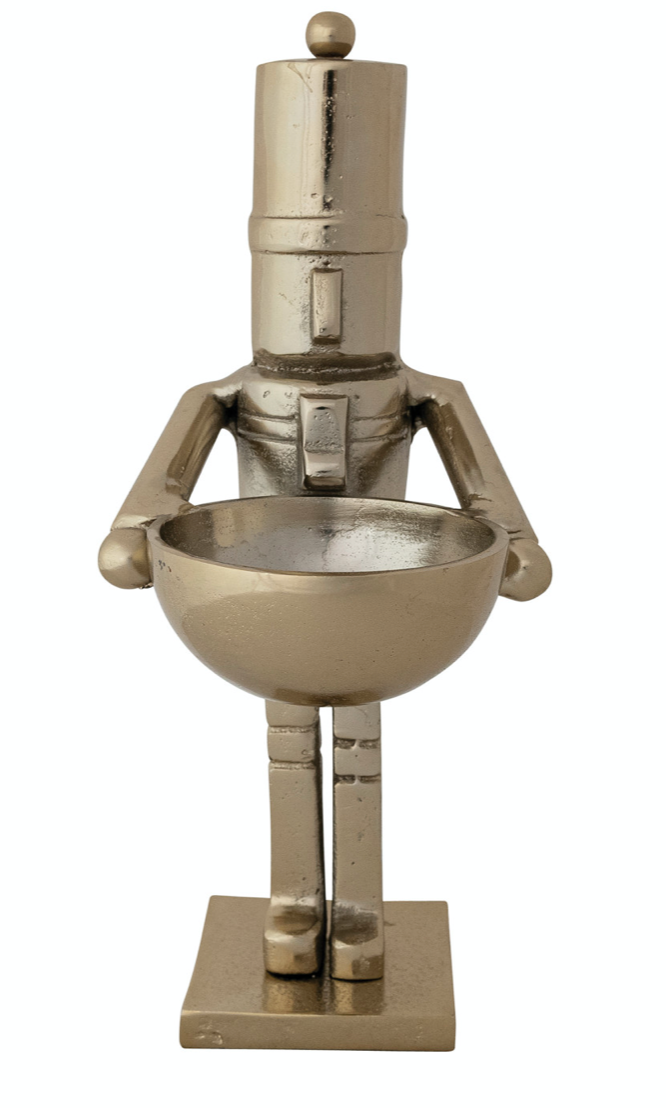 Gold Nutcracker Holding Bowl