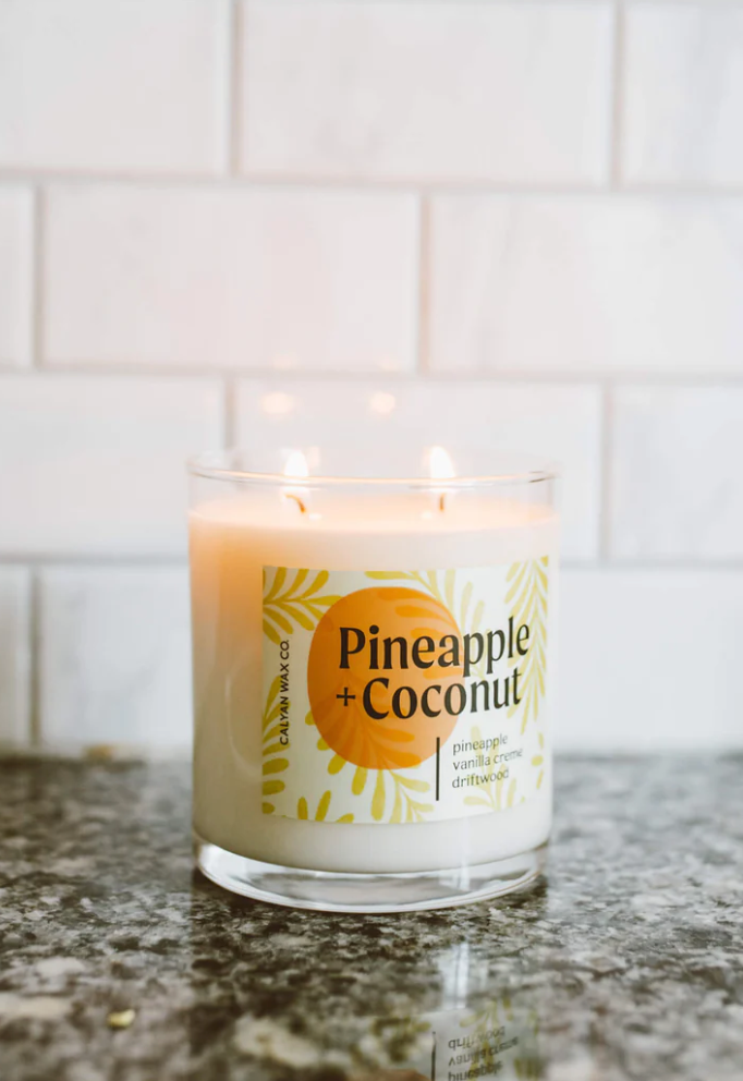 Pineapple + Coconut Glass Tumbler Soy Candle