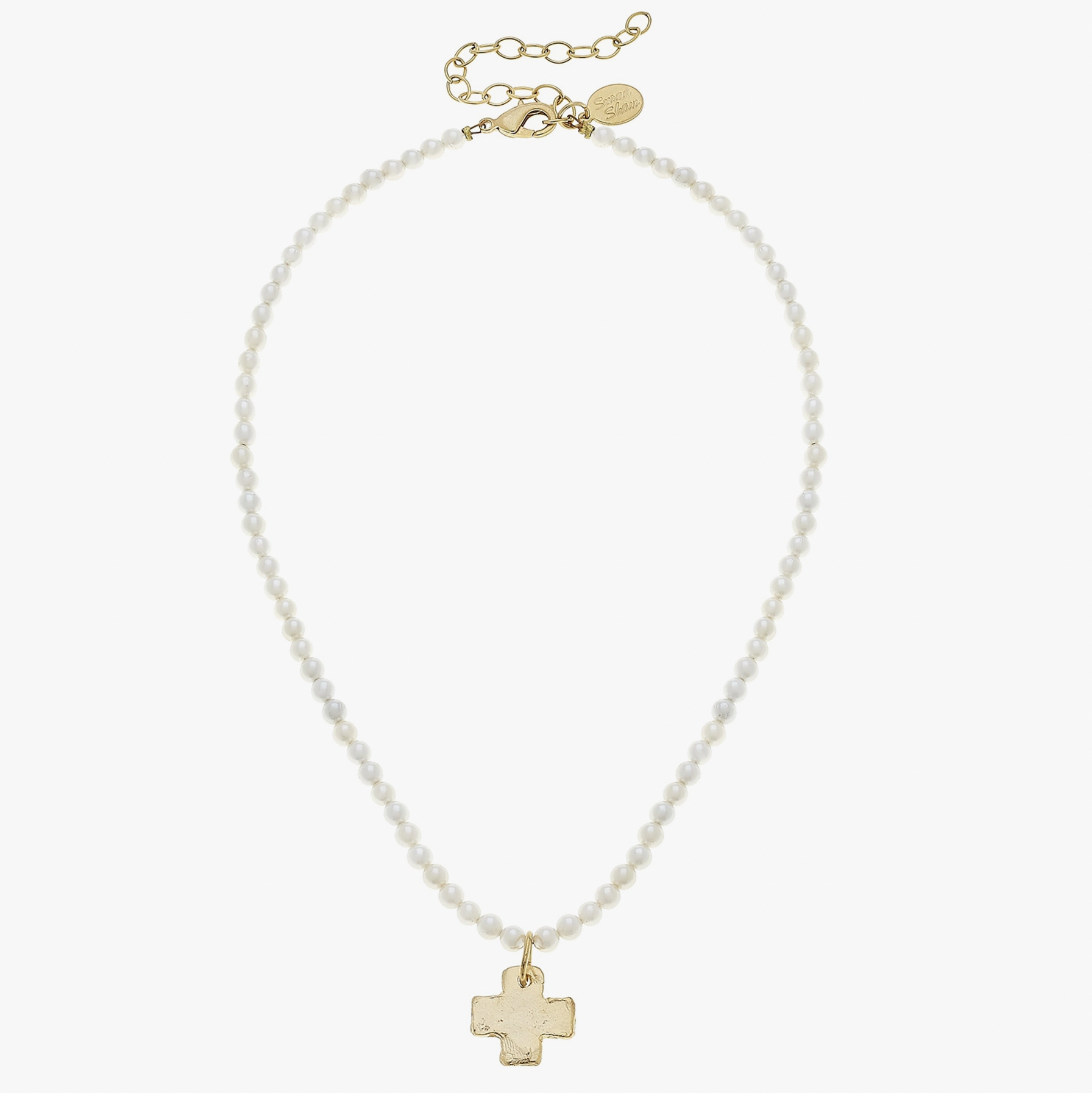Gold Cross On Freshwater Pearl Necklace | Susan Shaw