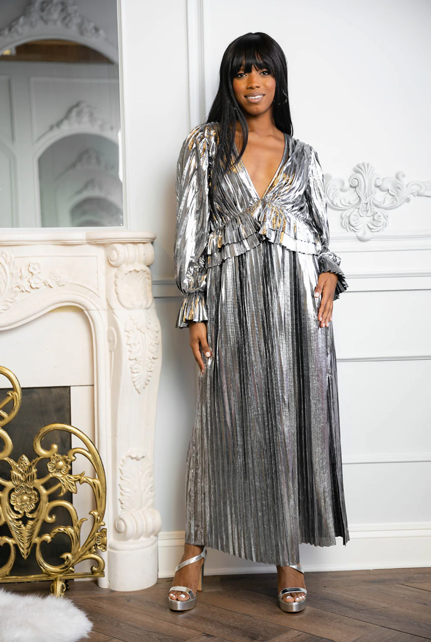 Evie Metallic Maxi Dress