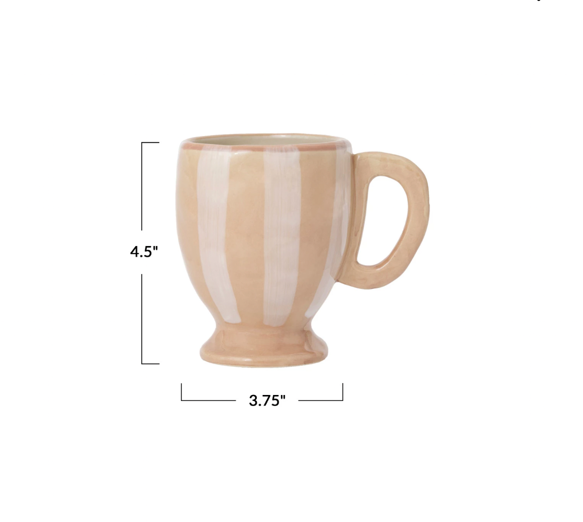 Hand-Painted Stoneware Footed Mug w/ Stripes