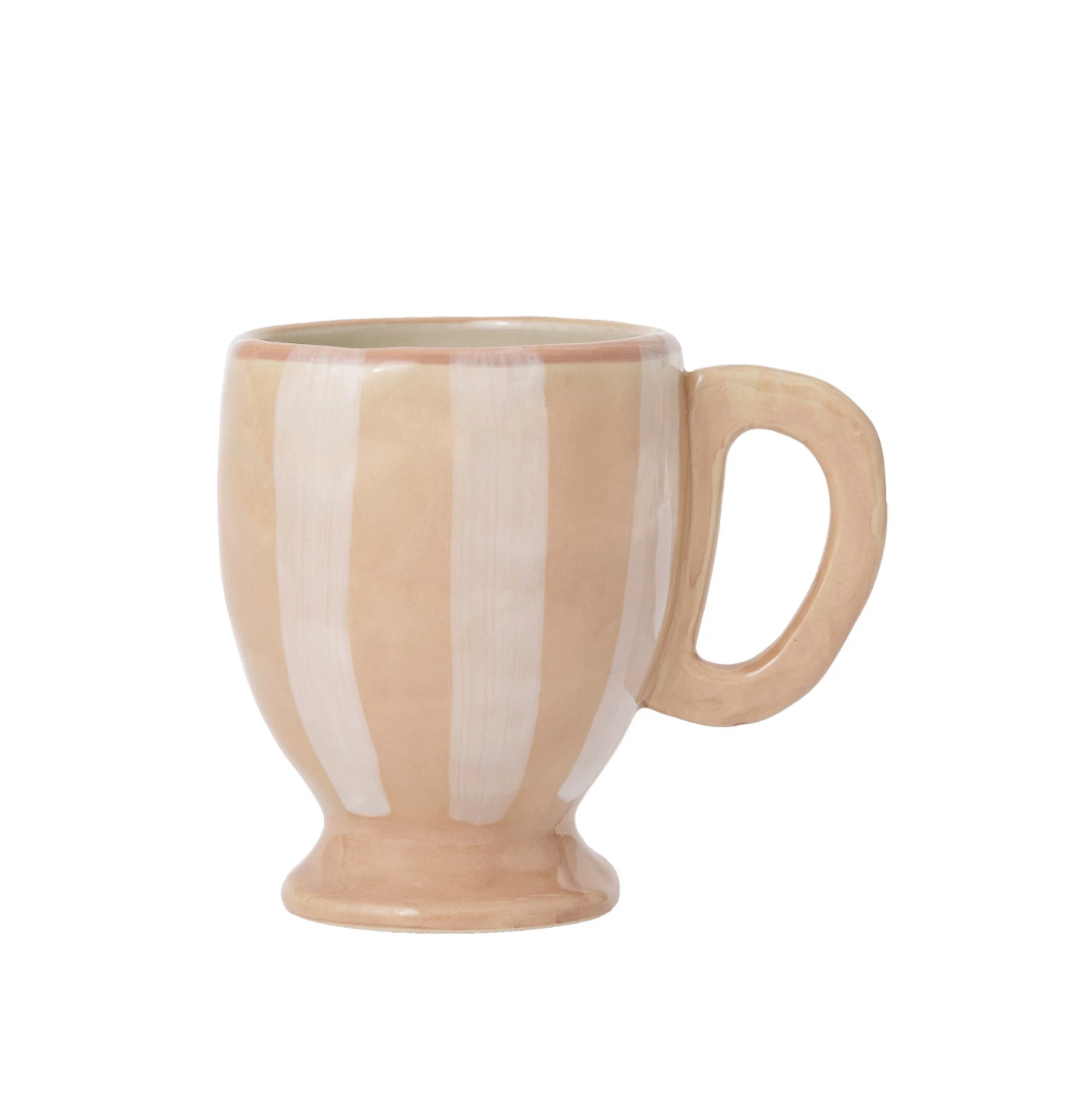 Hand-Painted Stoneware Footed Mug w/ Stripes